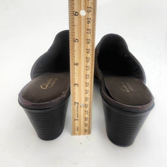 Clarks Mule Womens 9.5M Scheme Amber Mule Block Heel Brown Leather Slip - Picture 4 of 6